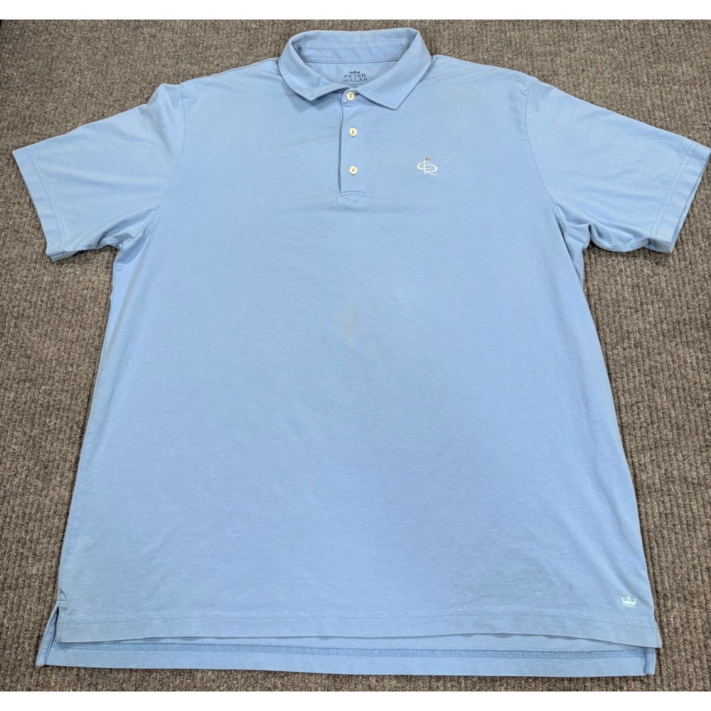 Peter Millar Seaside Wash Polo Shirt Mens XL Light Blue Short Sleeve Cotton